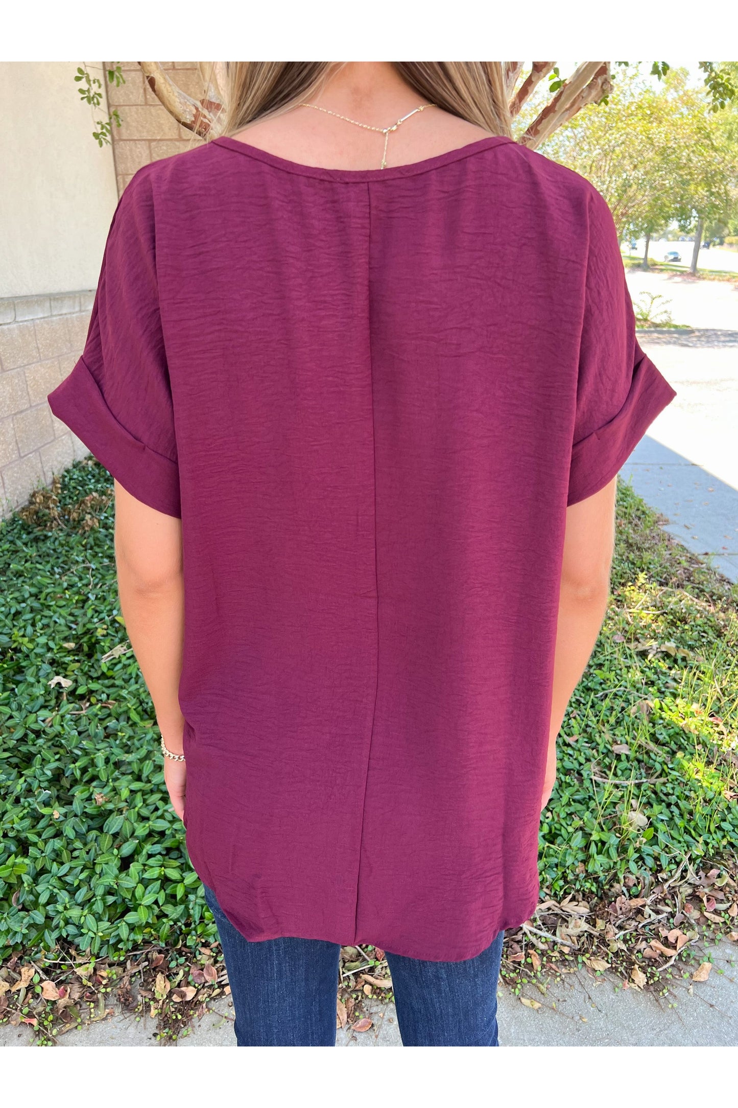 Best Basic Round Neck Blouse: Burgundy
