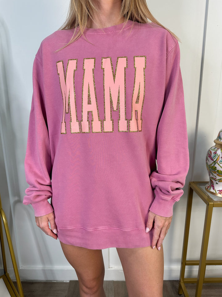 MAMA Glitter Graphic Sweatshirt