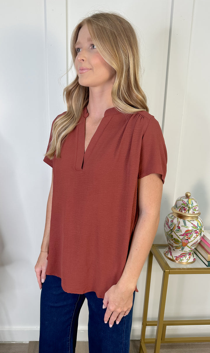 The Eliza Blouse: Red Brown