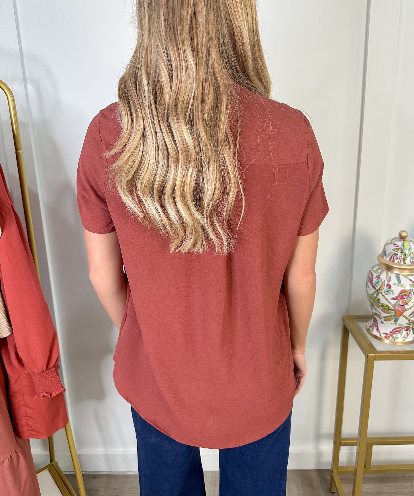 The Eliza Blouse: Red Brown