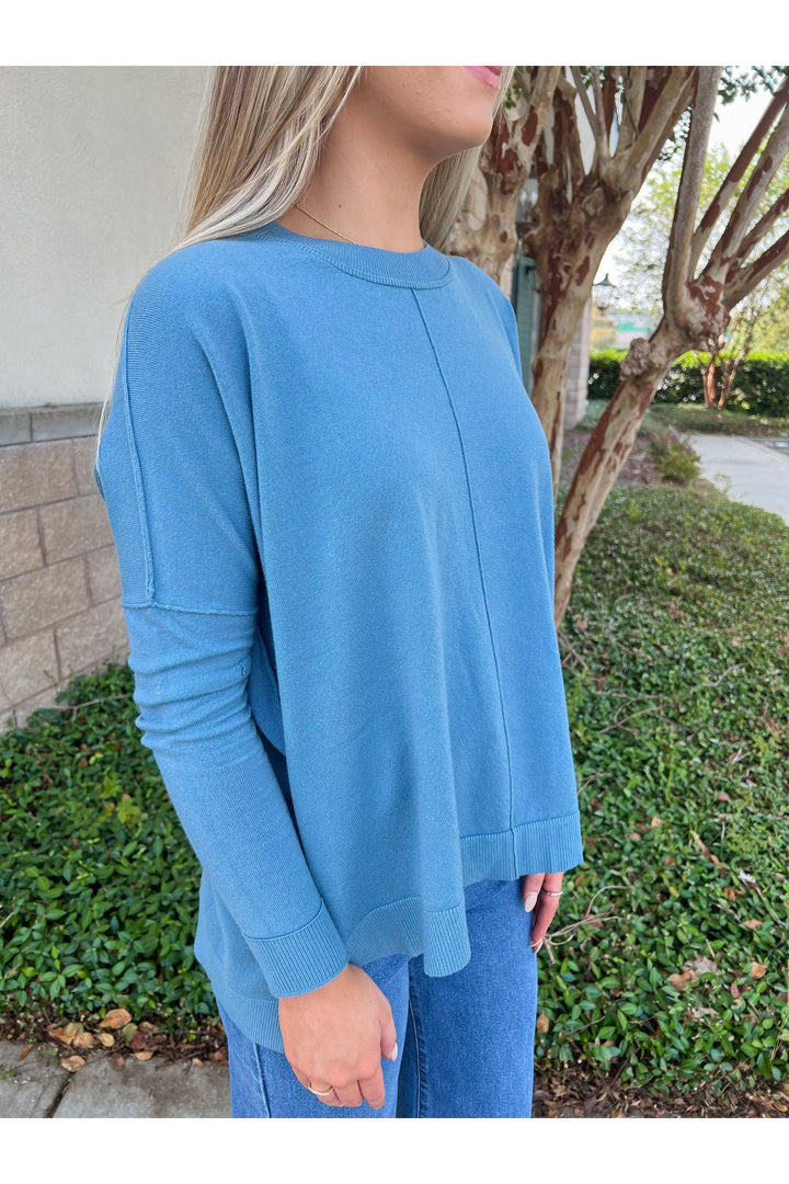 Novelty Crew Sweater: Blue