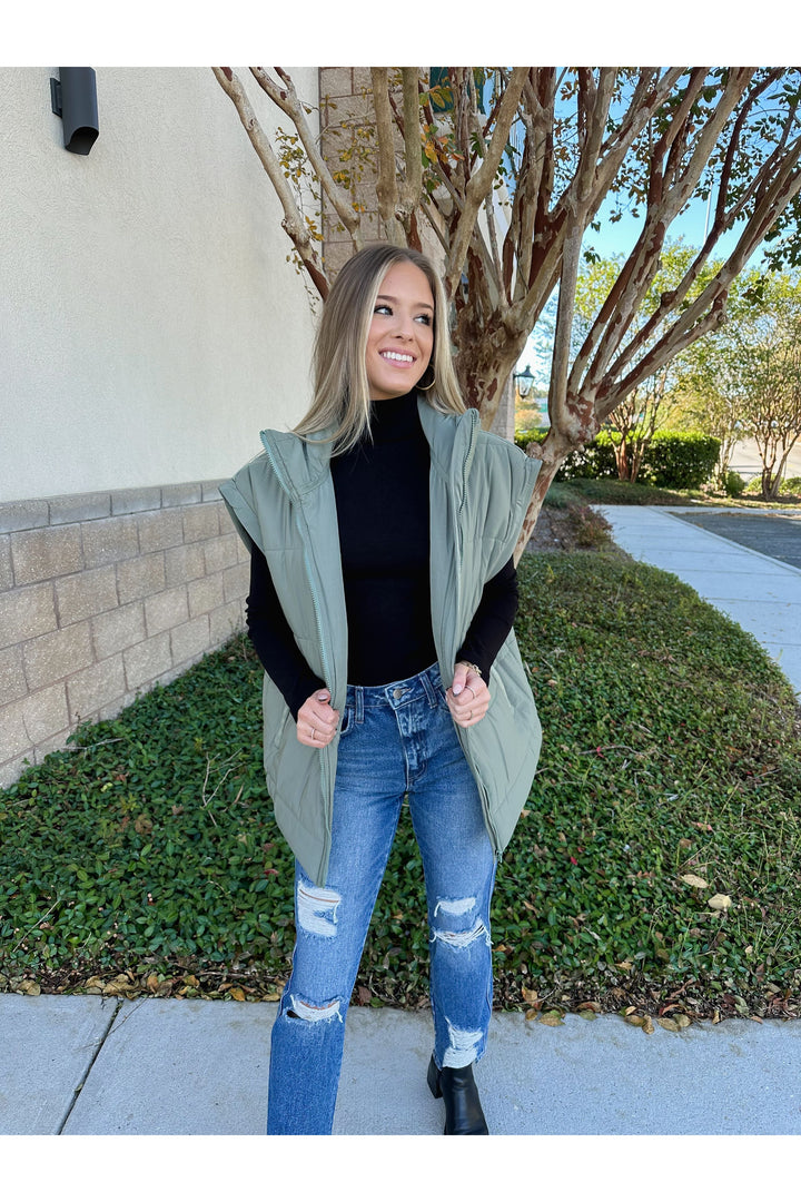 Army Puffer Vest: Green