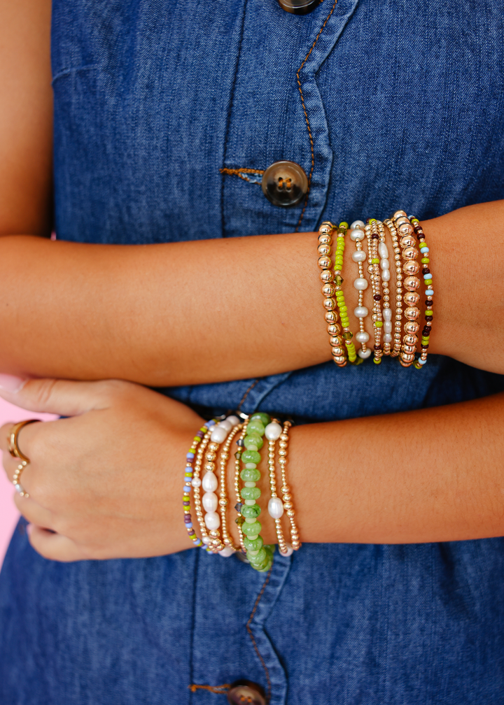 Penelope Bracelet in Dark Brown and Olive Green: Standard 6.75 inch