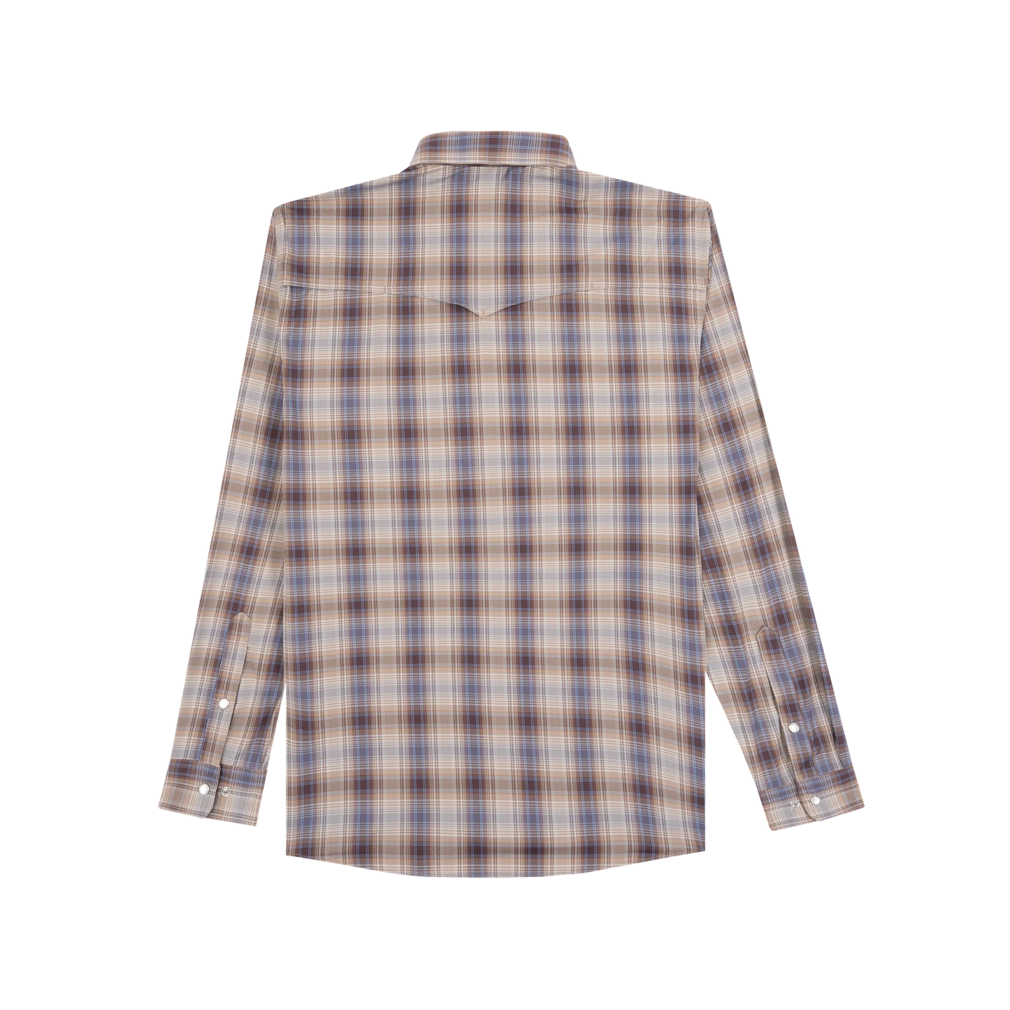 Poncho Men’s “The Muleshoe” Regular L/S Shirt - Brown & Blue Plaid