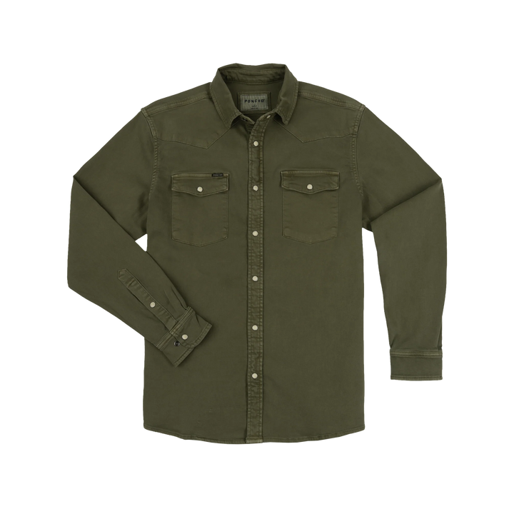 Poncho Men’s “The Hidalgo” Denim Regular Shirt - Faded Green