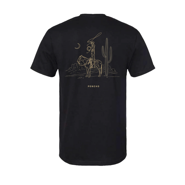 Poncho Men’s Cowboy Moon S/S T-Shirt - Black