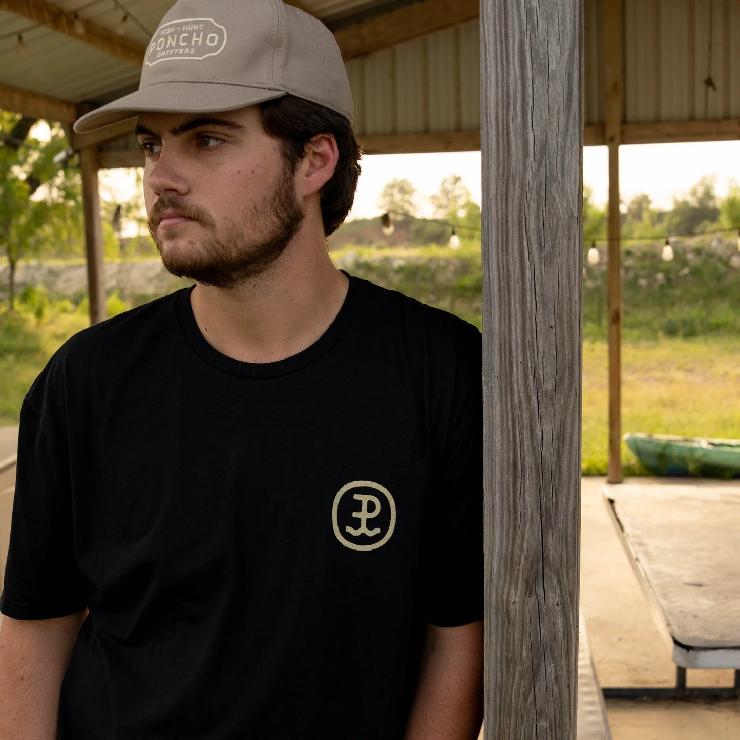 Poncho Men’s Cowboy Moon S/S T-Shirt - Black