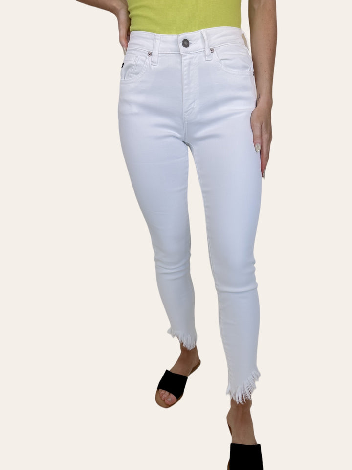 High Rise Frayed Ankle Jeans