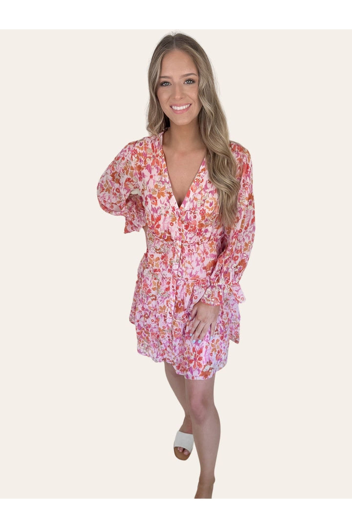 Floral Abstract Metallic Dress