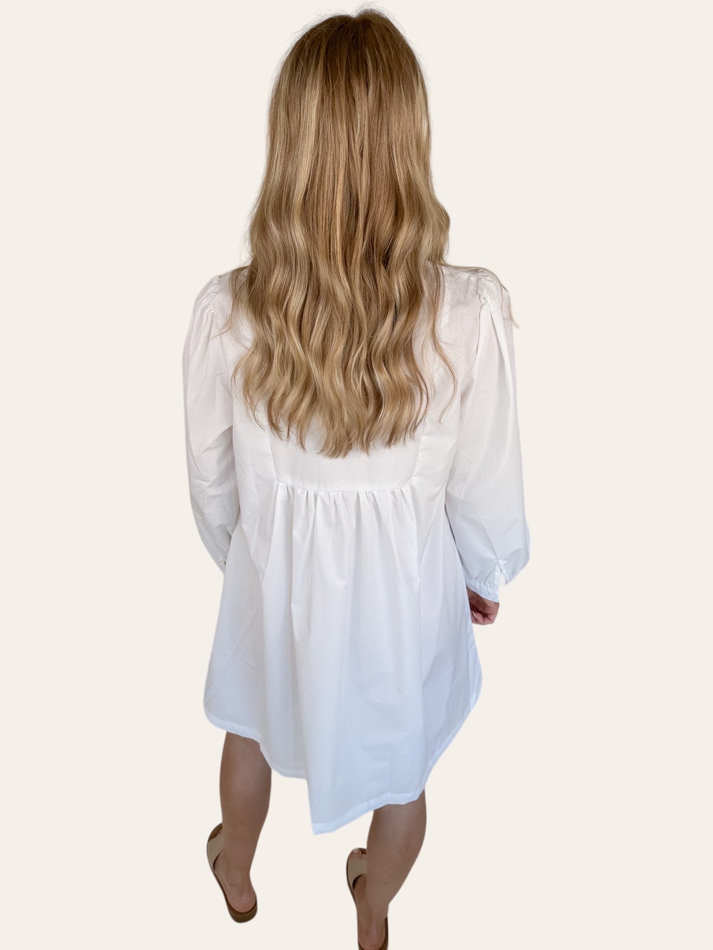 Babydoll Shirt Dress: White