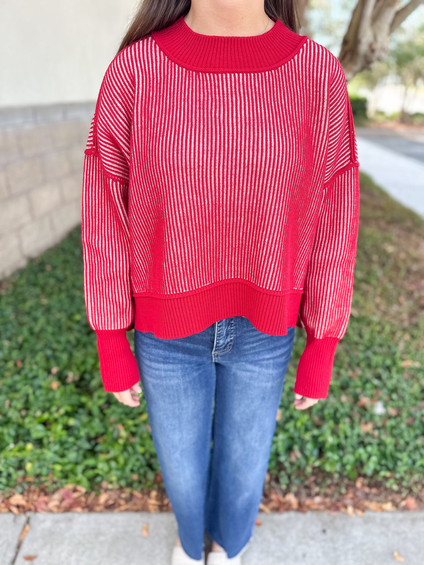 Courtney Ribbed Sweater - Dark Red