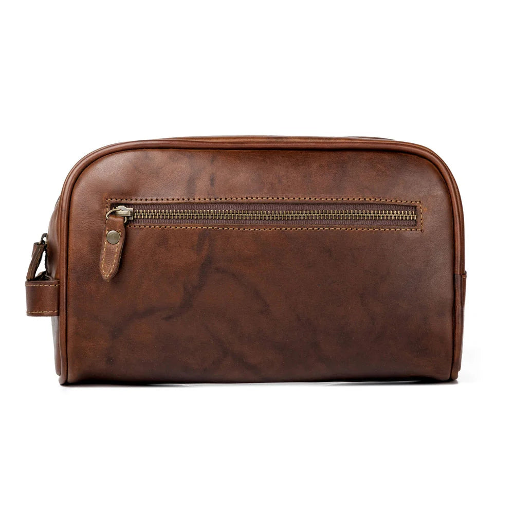 Mission Mercantile Benjamin Leather Toiletry Wash Bag - Hickory