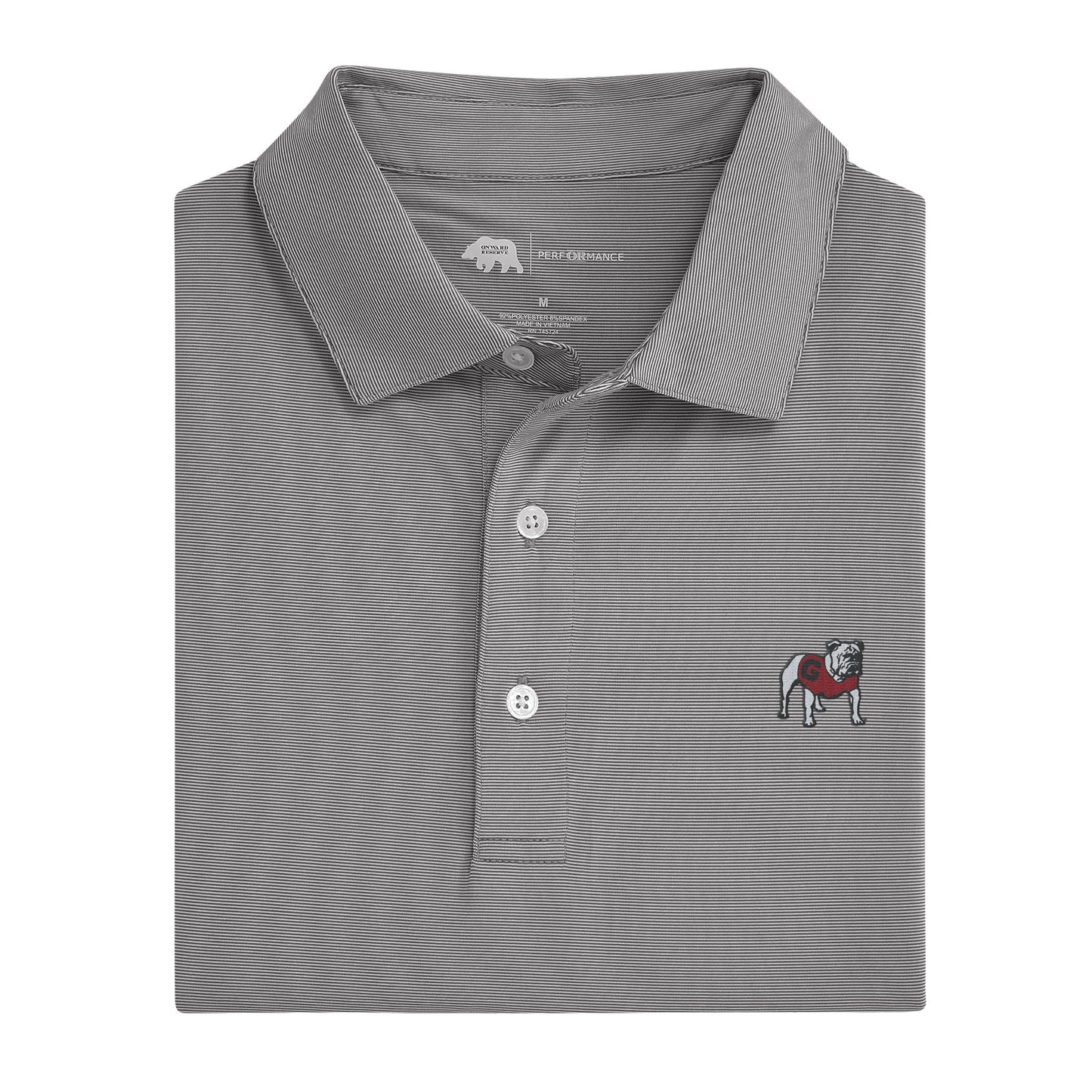 Onward Reserve UGA Hairline Stripe Standing Bulldog Polo -  Nine Iron