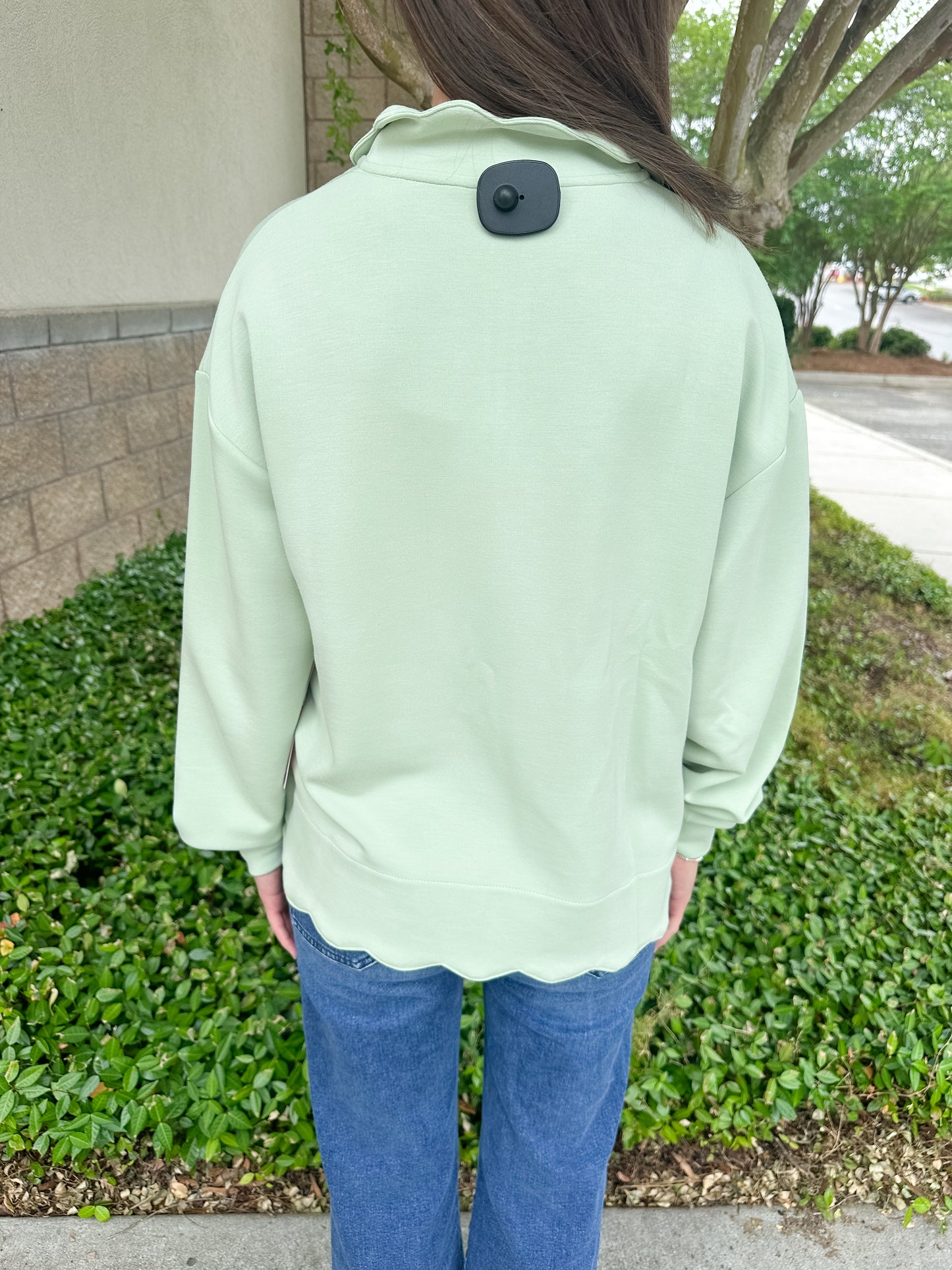 Rae Scalloped Pullover - Sage
