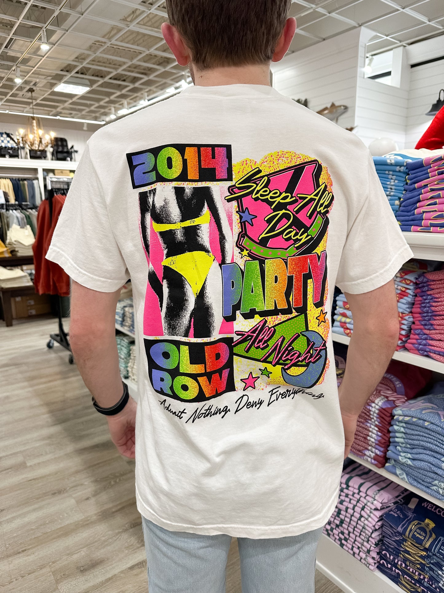 Old Row Party All Night S/S Pocket T-Shirt - White