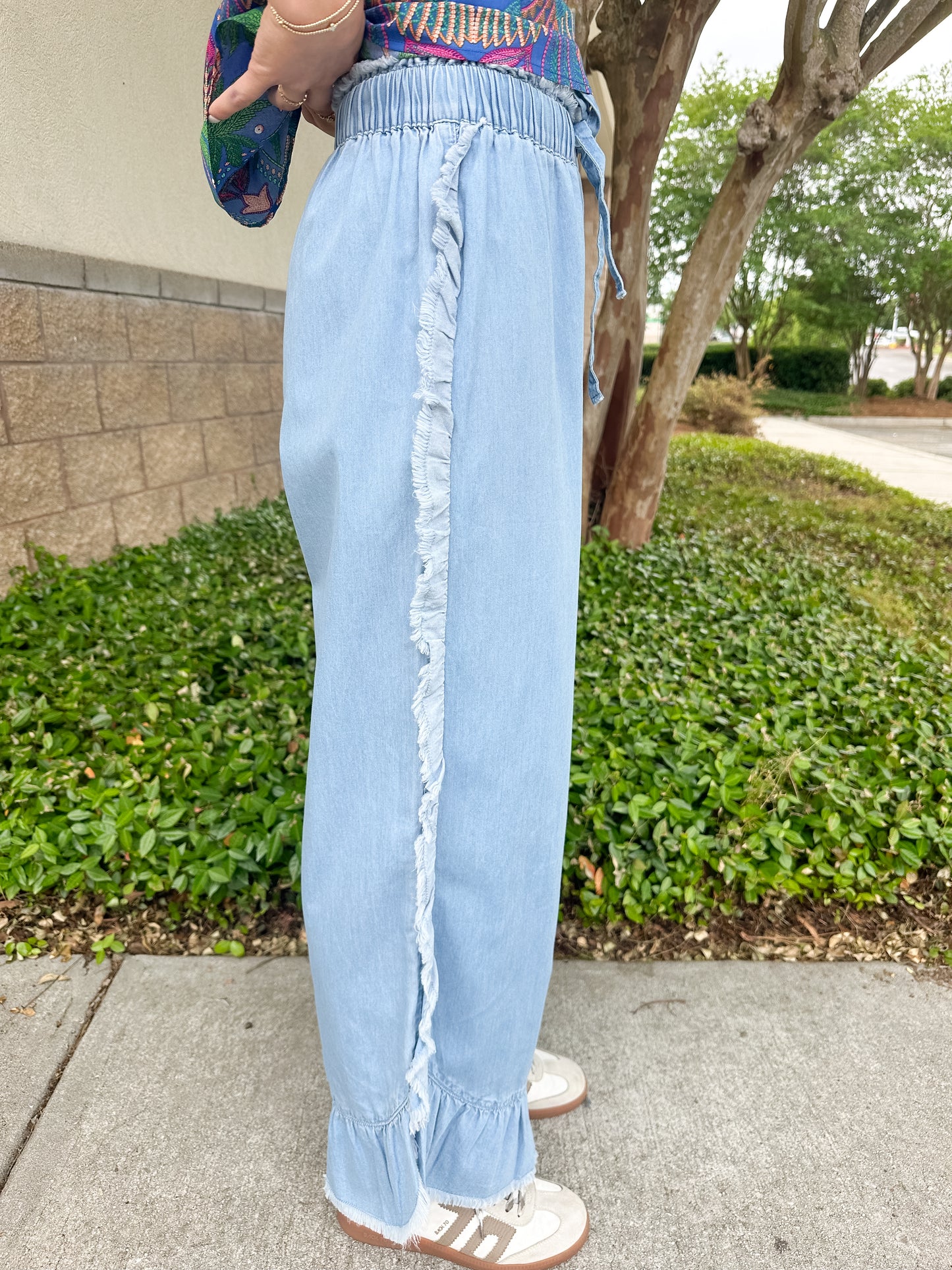 Jayden Ruffle Pant - Denim