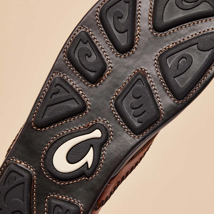 OluKai Mens Mea Ola Leather Beach Sandal - Tan|Dark Java