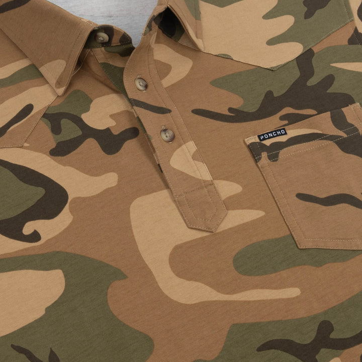 Poncho Men’s “The Bird Bag” Regular Pima Cotton Polo - Light Original Camo