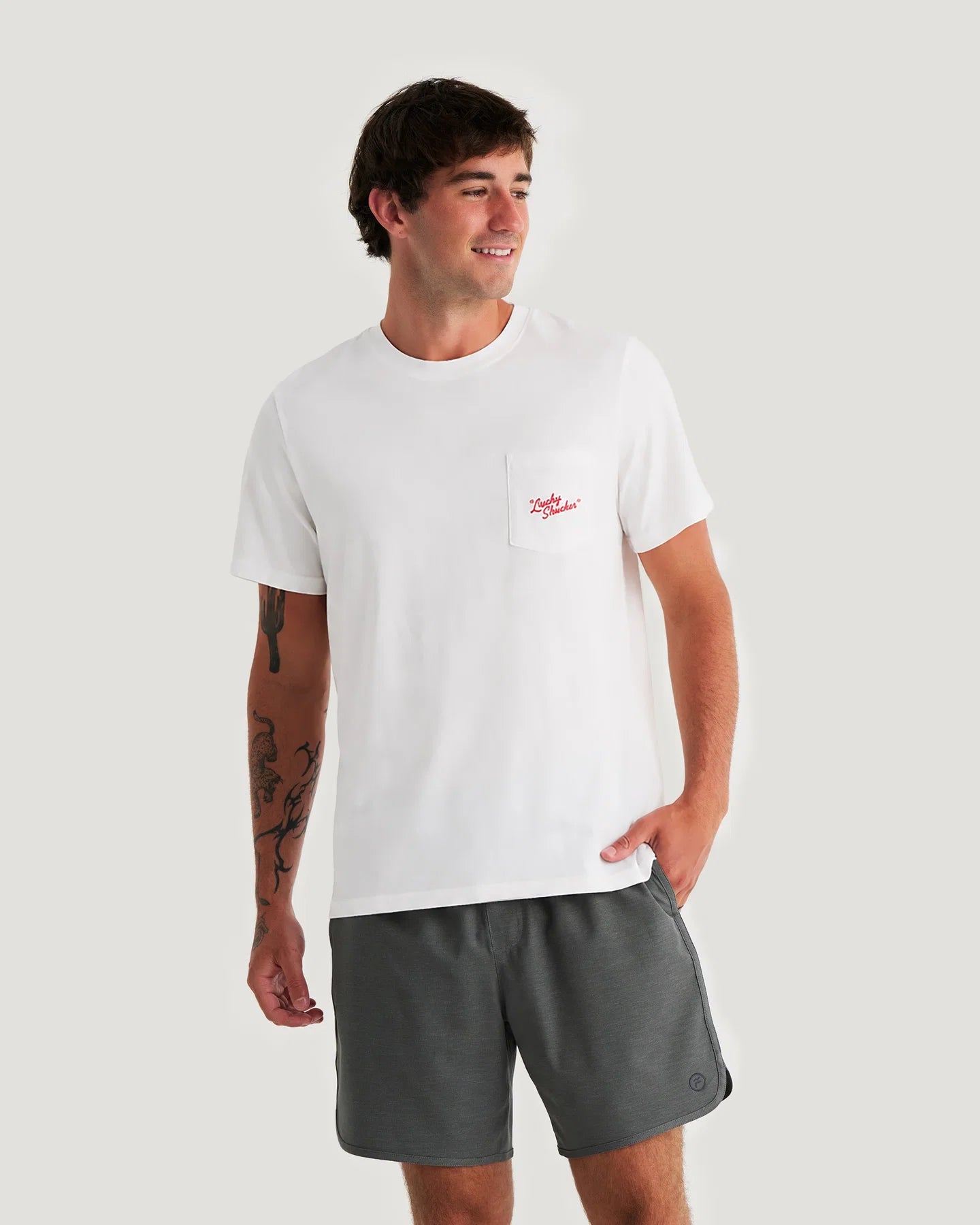 Free Fly Mens Lucky Shucker Pocket Tee - Bone
