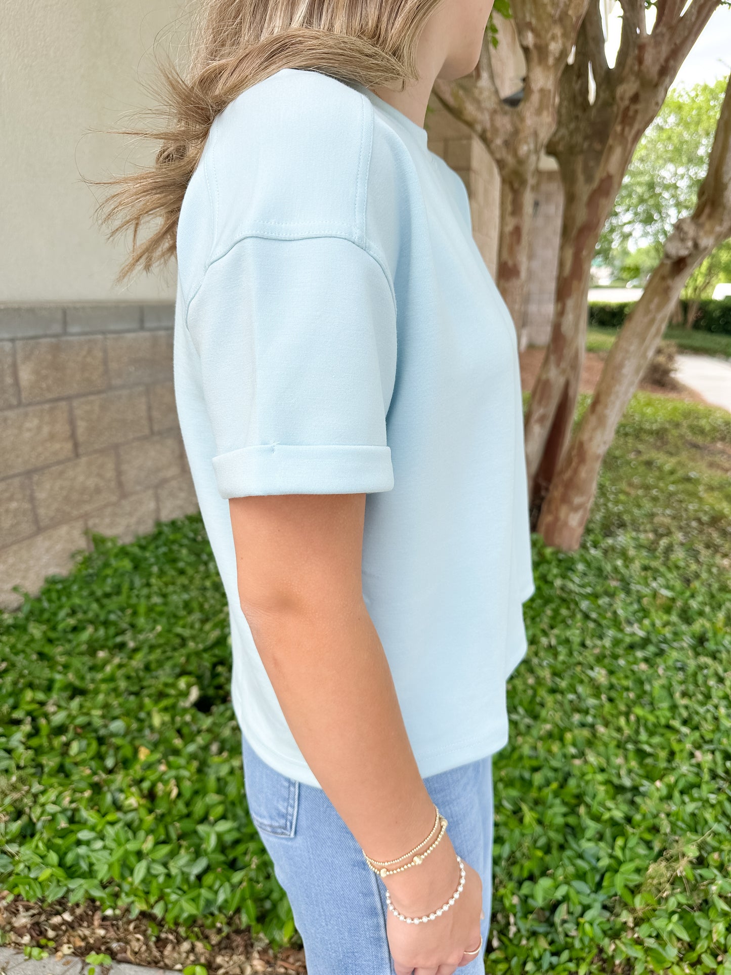 Maxine Crop Tee - Robins Egg Blue