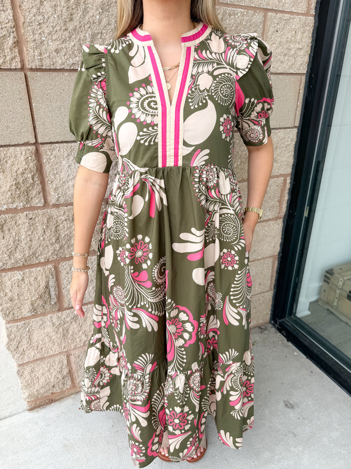 Lucy Contrast Trim Maxi Dress