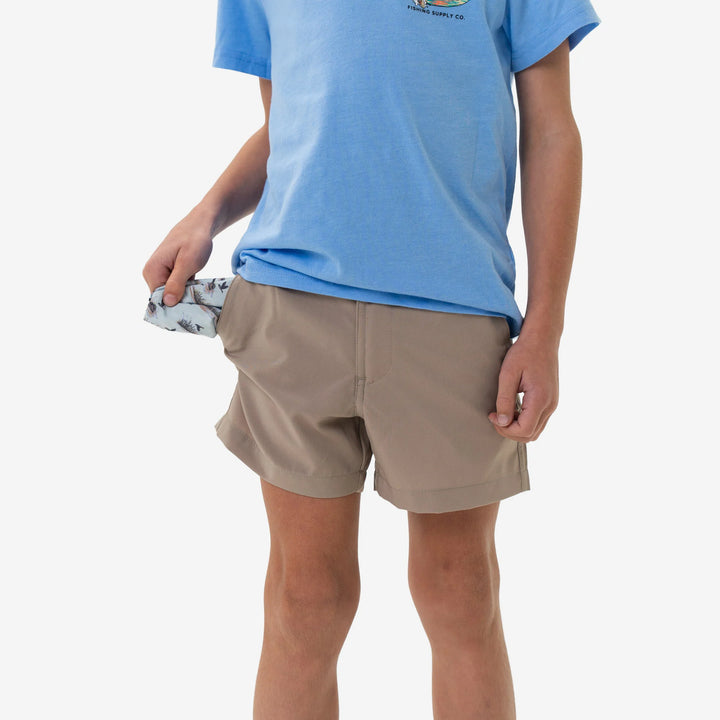 Burlebo Youth Everyday Shorts - Cobblestone Khaki - Duck Hunt Pocket