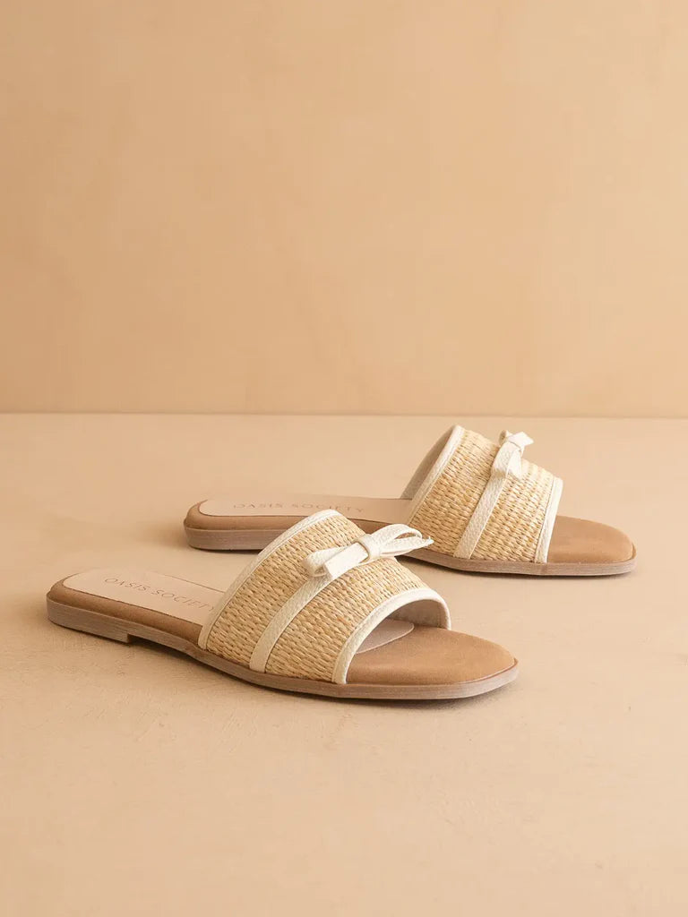 Andrea Bow Raffia Sandal - Natural