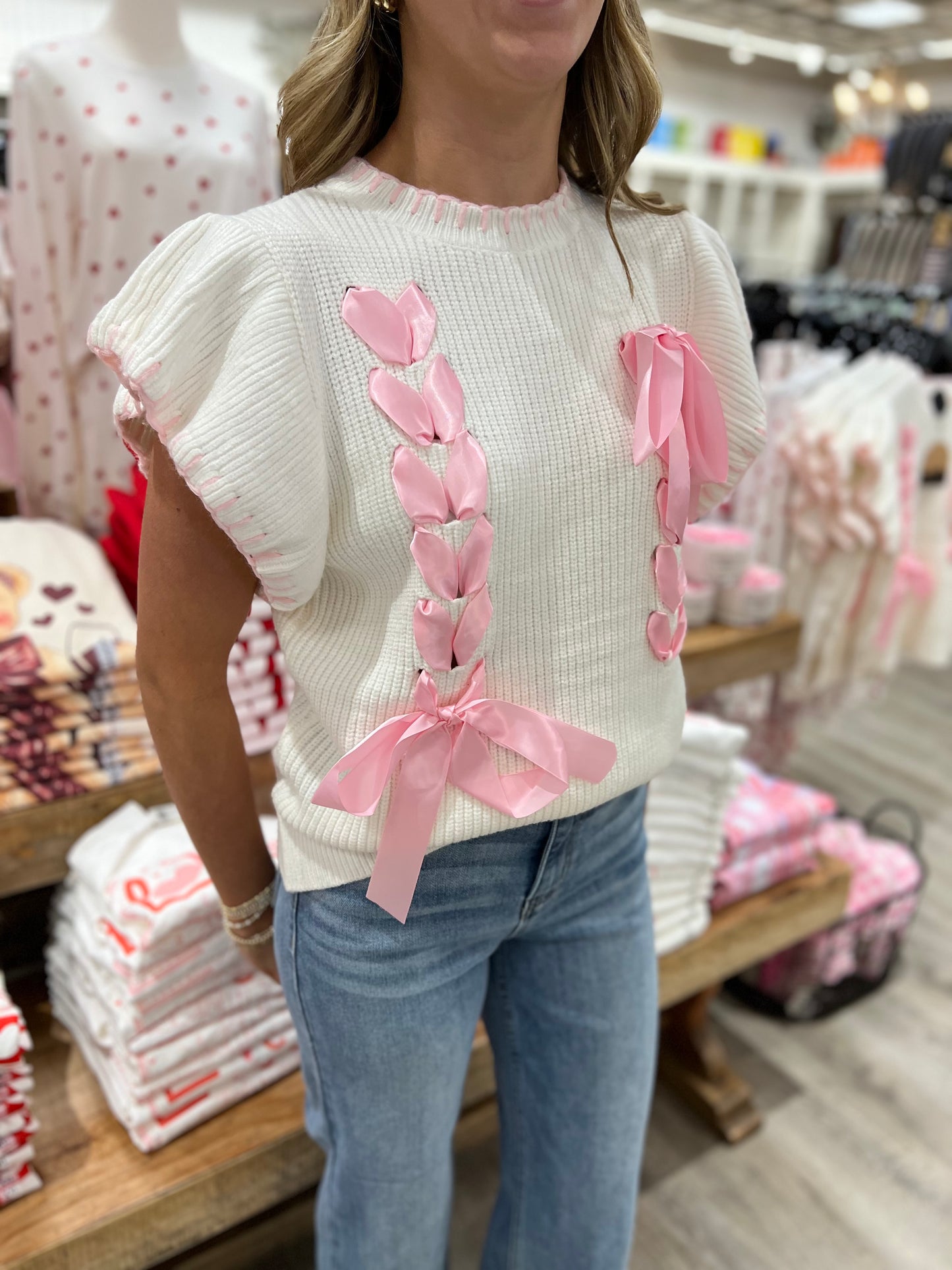 Ribbon & Bows Sweater - Pink