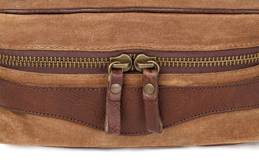 Mission Mercantile Campaign Waxed Canvas Toiletry Square Shave Kit - Smoke Brown