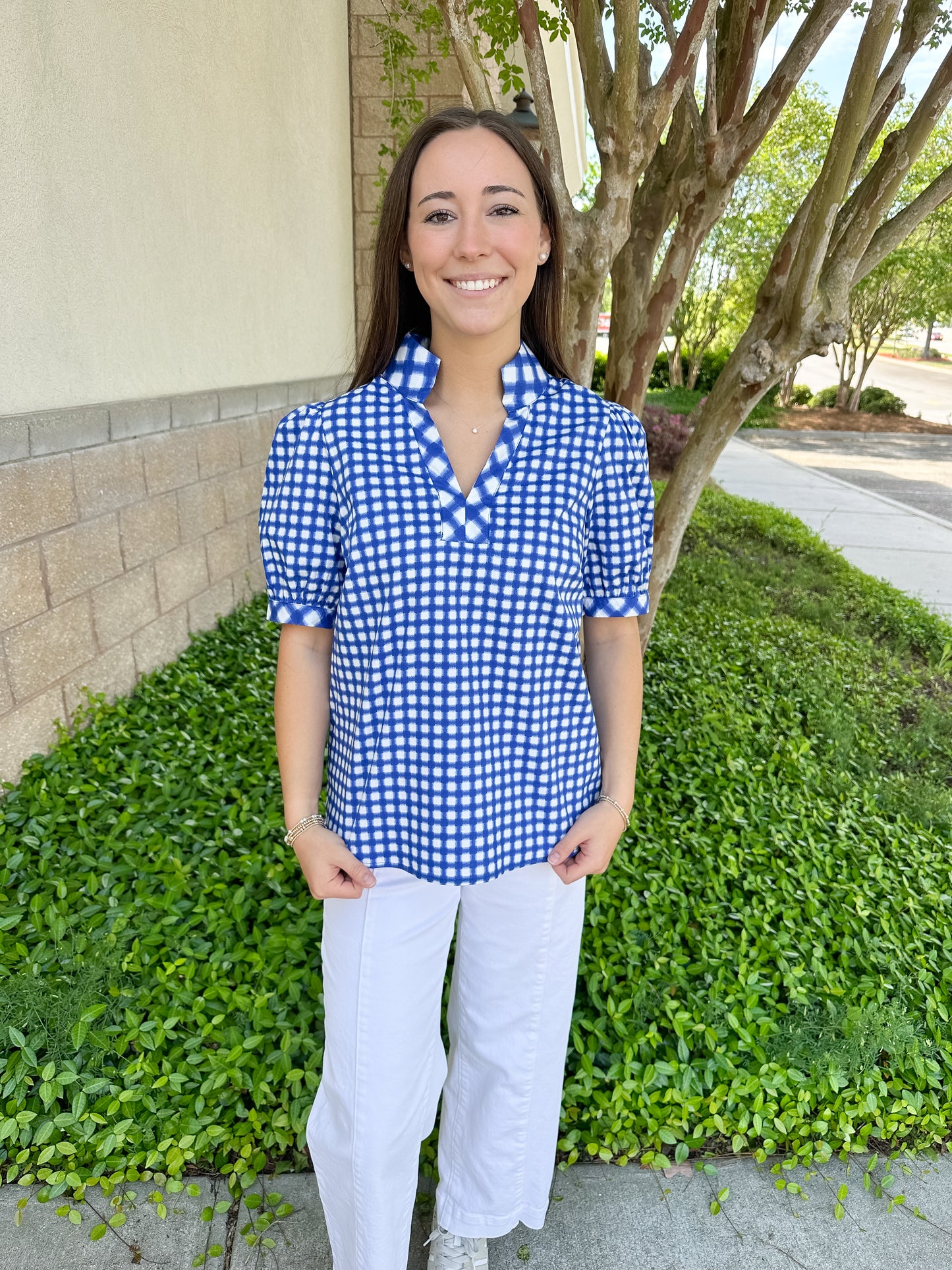 Tricia Top - Gingham Mix Navy