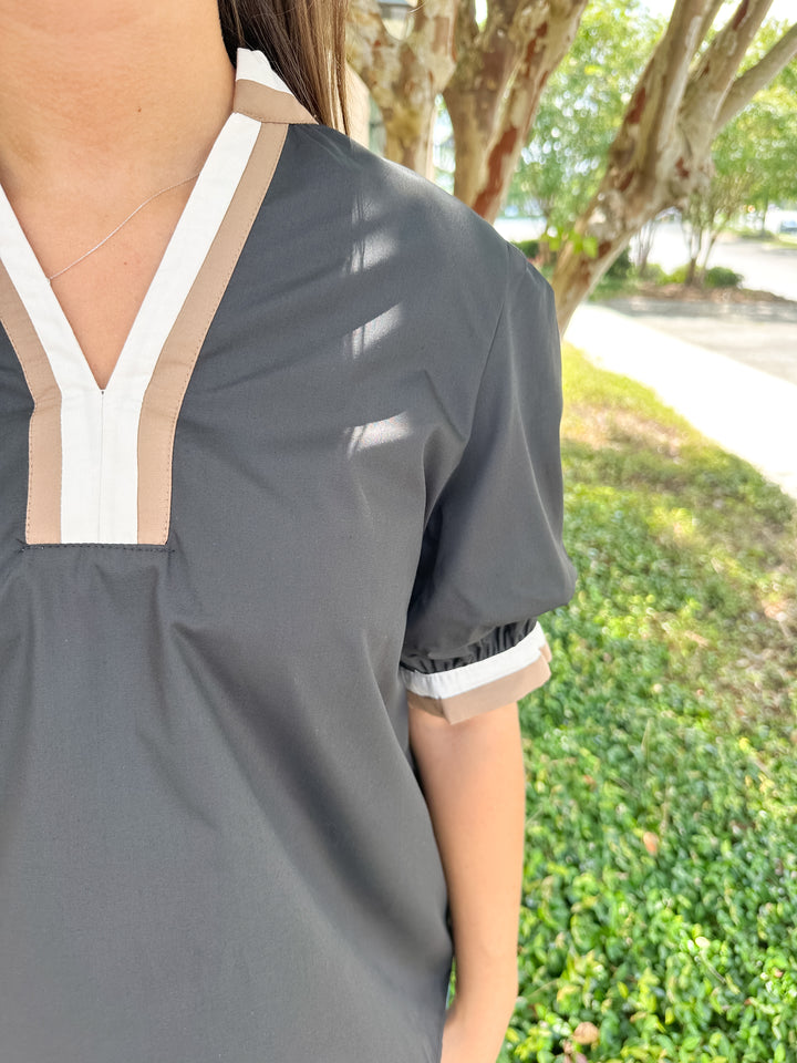 Megan Contrast Trim Top