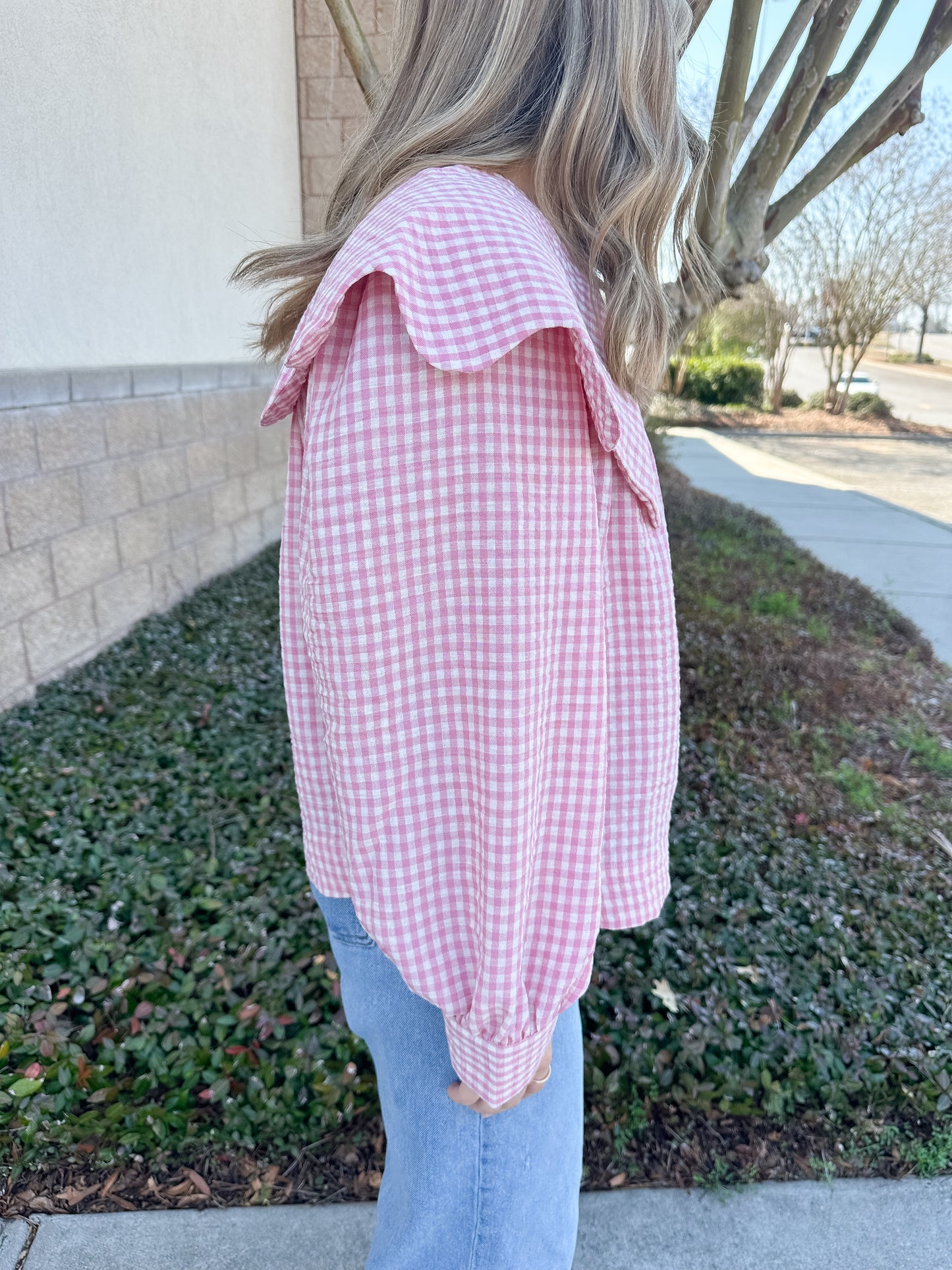 Madelyn Gingham Top - Pink