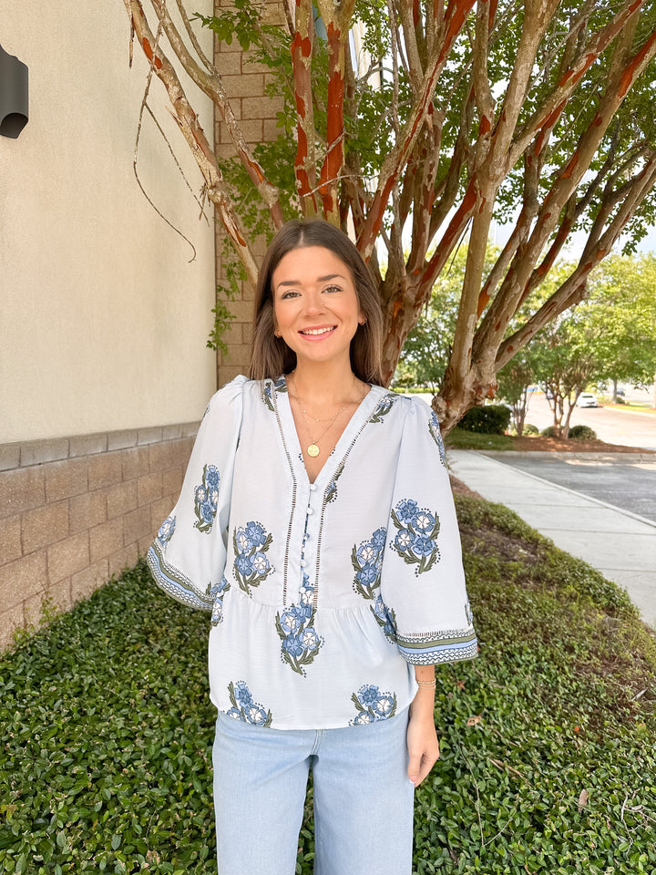 Monroe Top - Fable Floral Blue