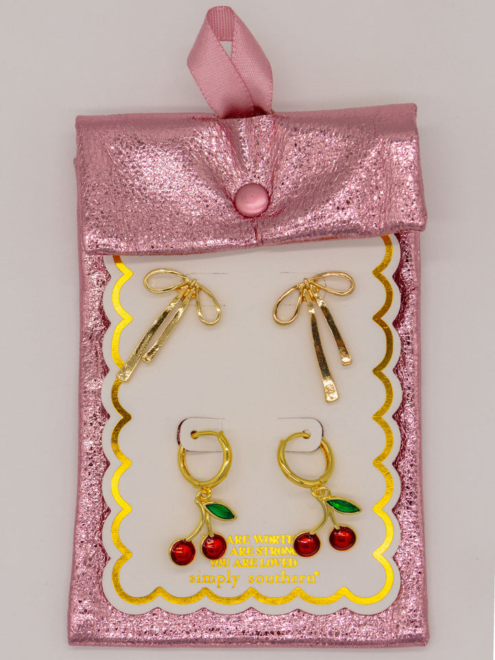 Simply Earring Set - Bows & Cherries