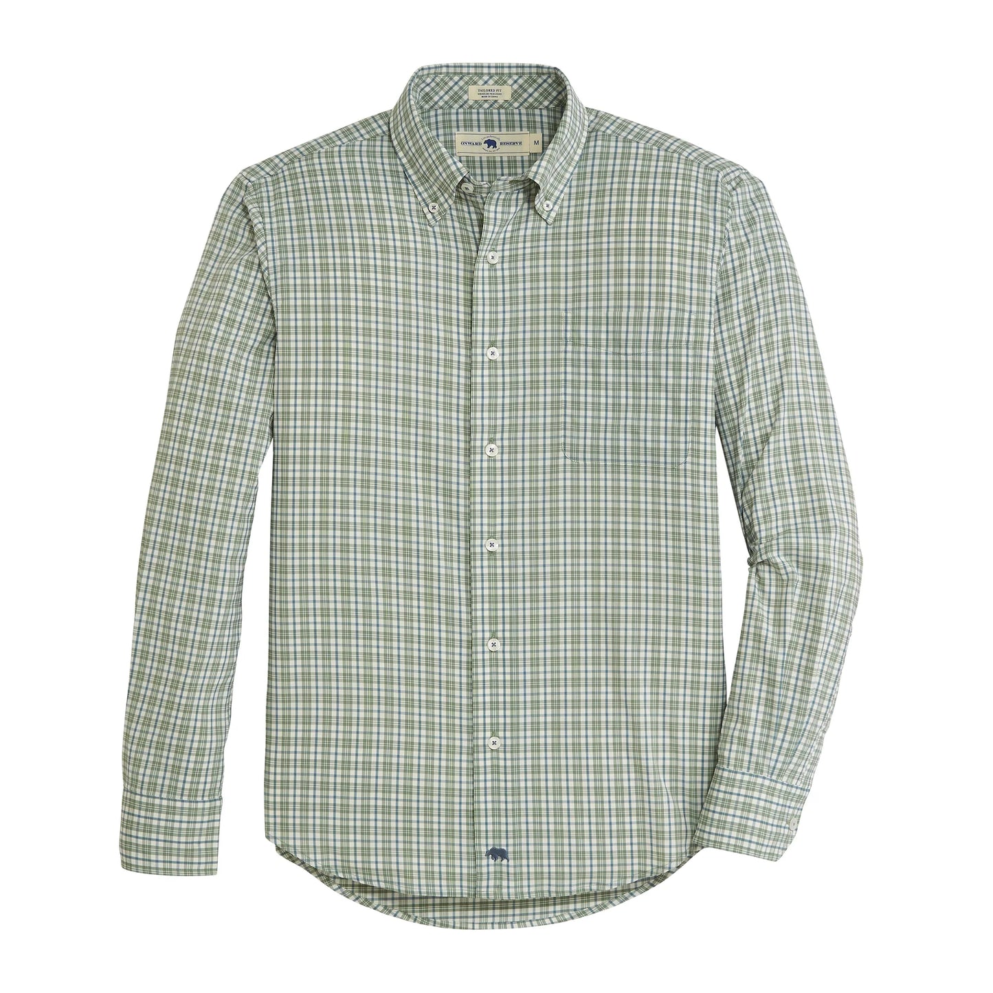 Onward Reserve Market Tailored Fit Brushed Performance Button Down - Sea Spray