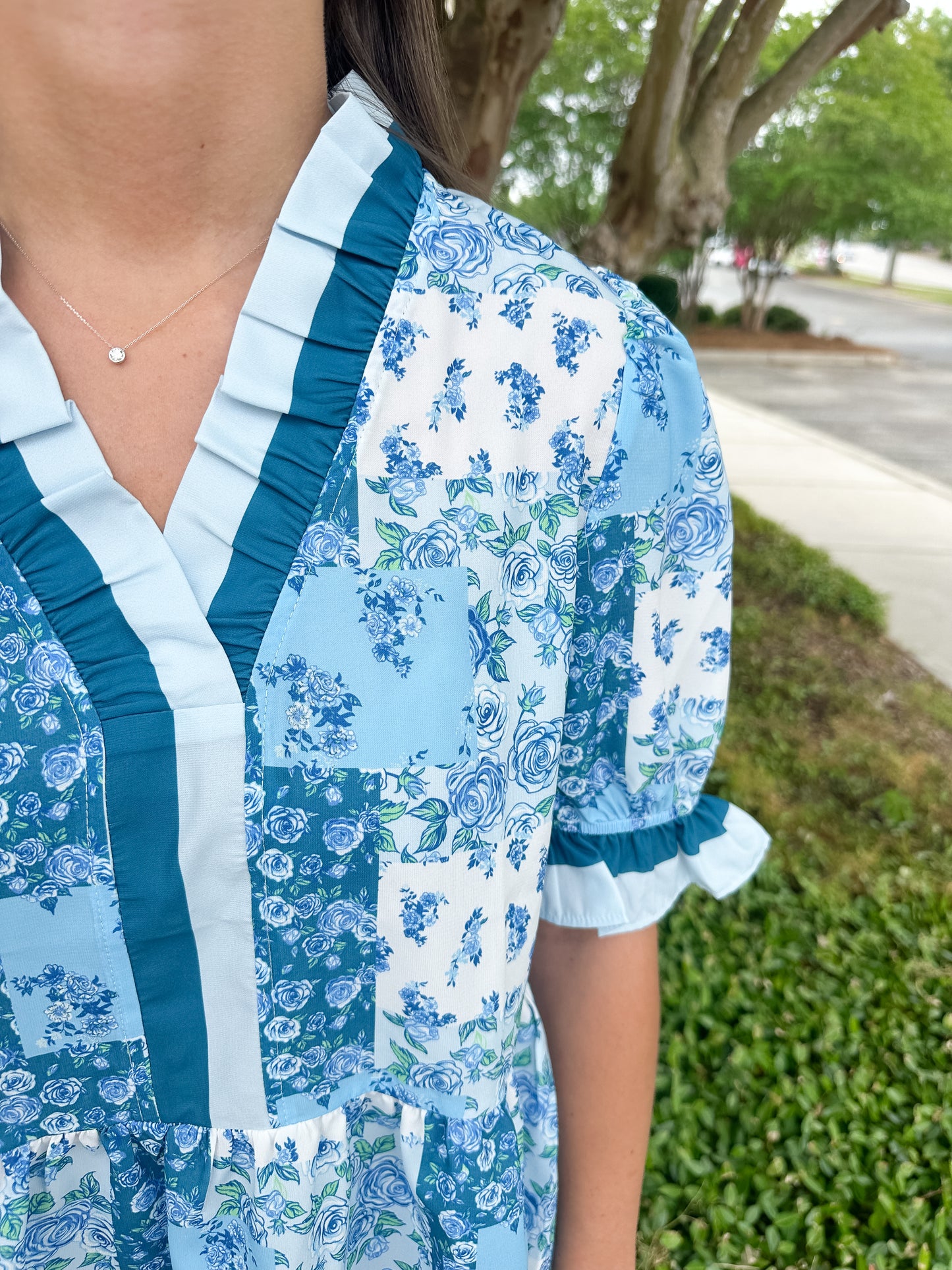 Sweet Puff Top - Blue Patch