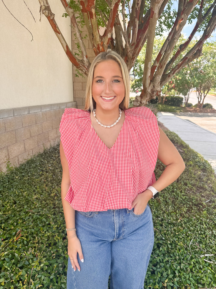 Francis Bubble Top - Red Gingham