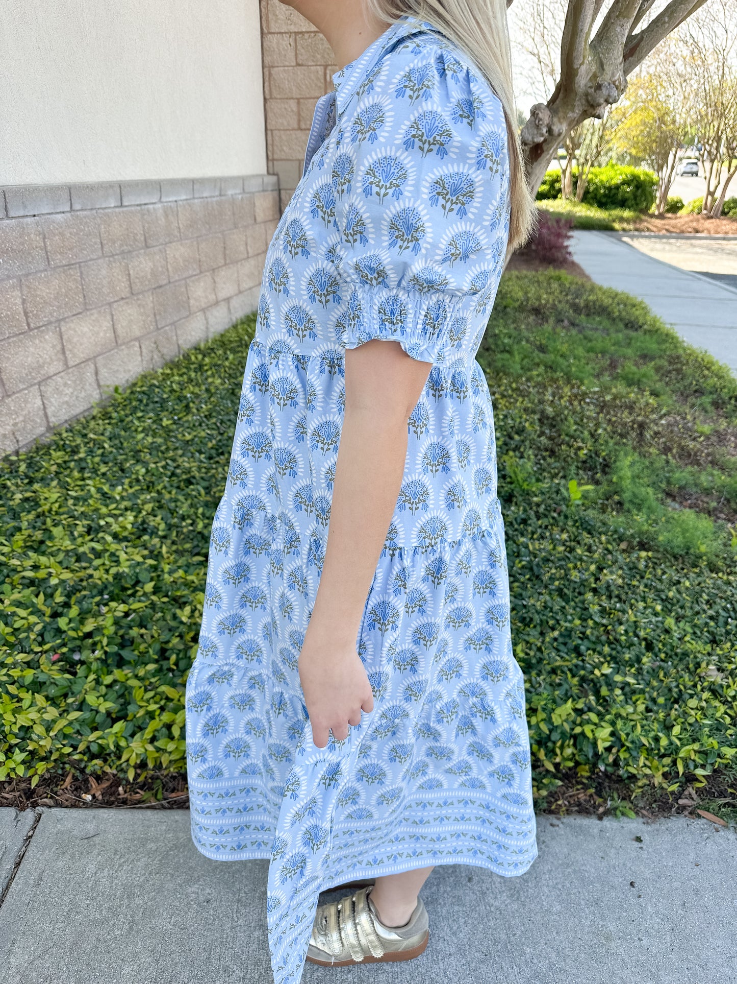 Molly Dress - Sunshower Flora Blue