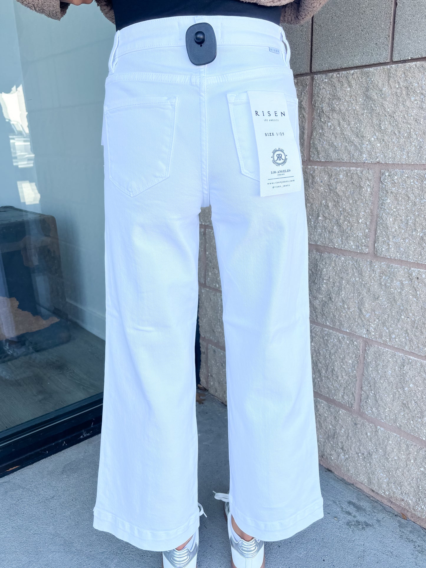 Jennifer High Rise Crop Wide Leg Jeans - White