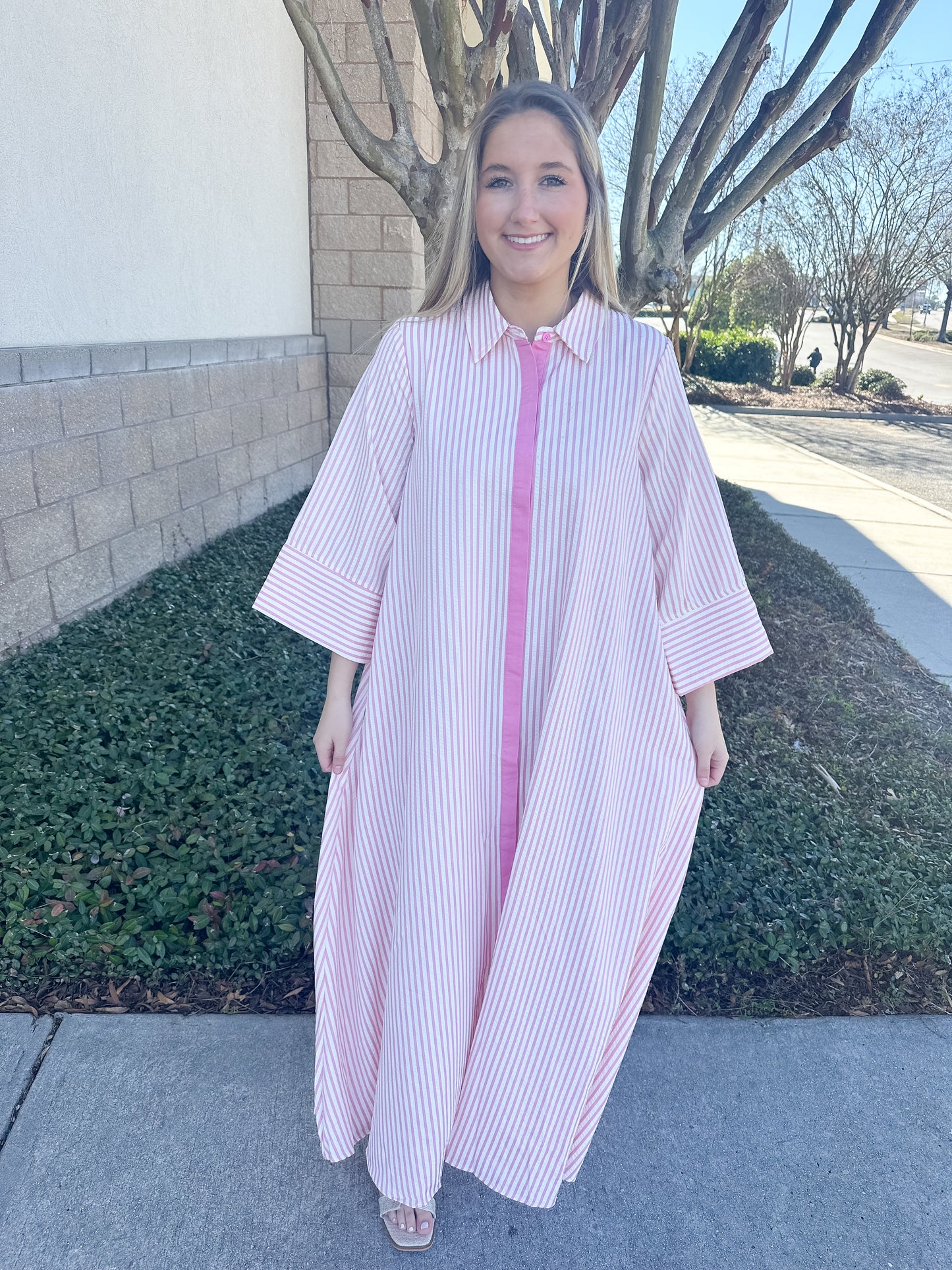 Savannah Stripes Maxi Dress - Pink