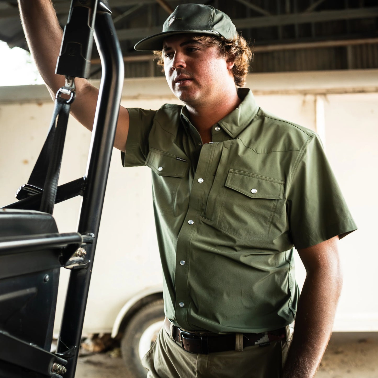 Poncho Men’s “The Grazer” S/S Regular Tuff Thread Shirt - Moss Green