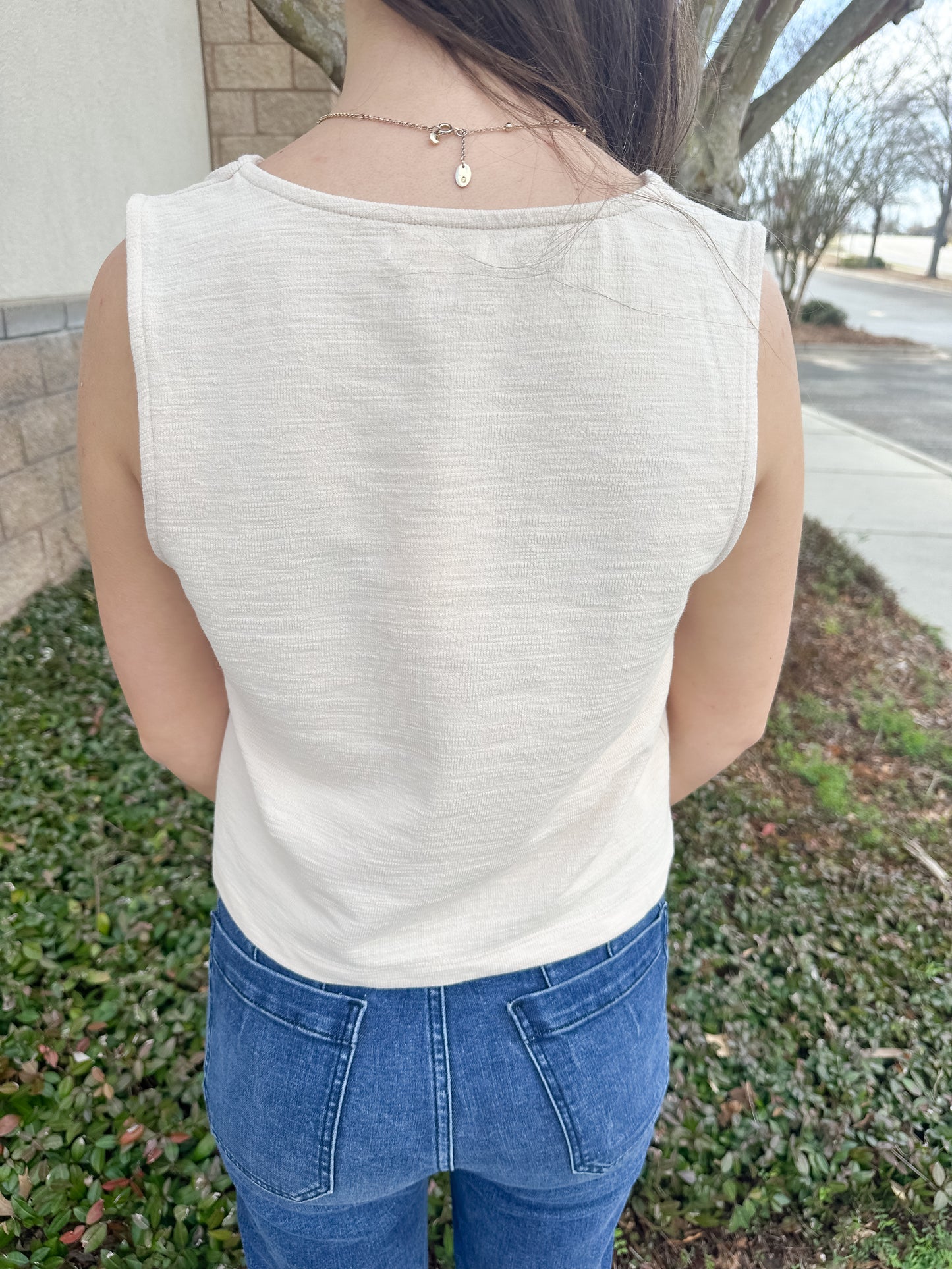 Noelle Textured Tank Top - Whisper White