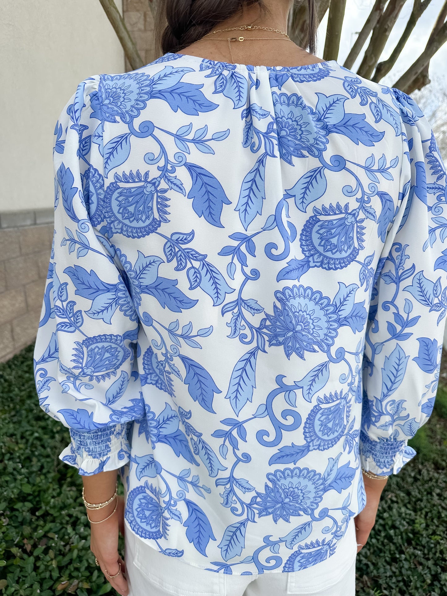 Ashlyn Top - Porcelain Veins Blue