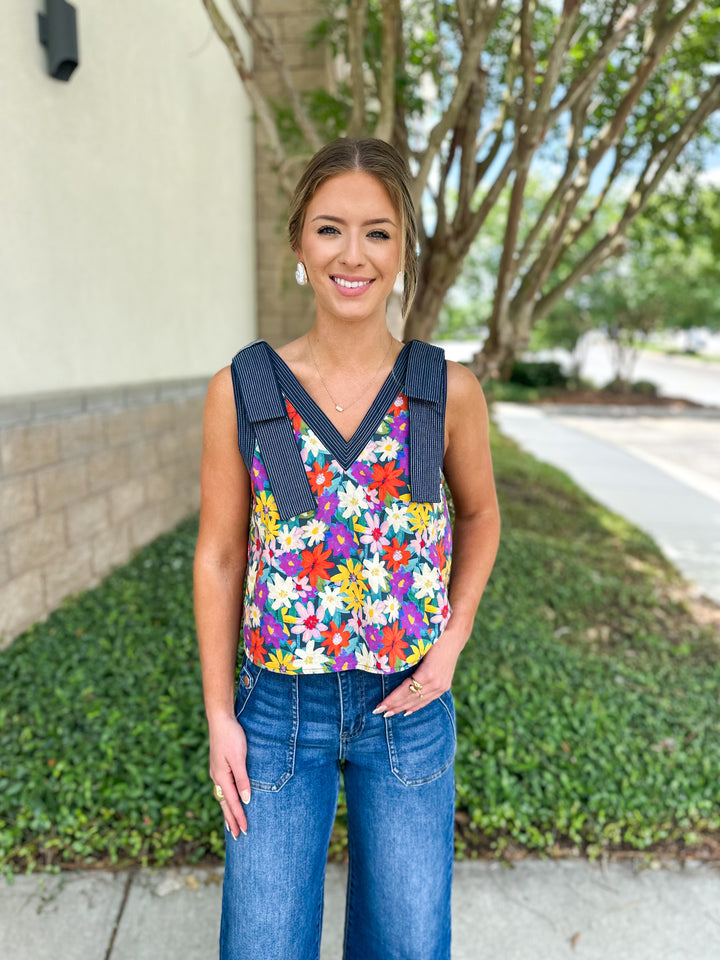 Bourbon Bloom Knit Tie Top