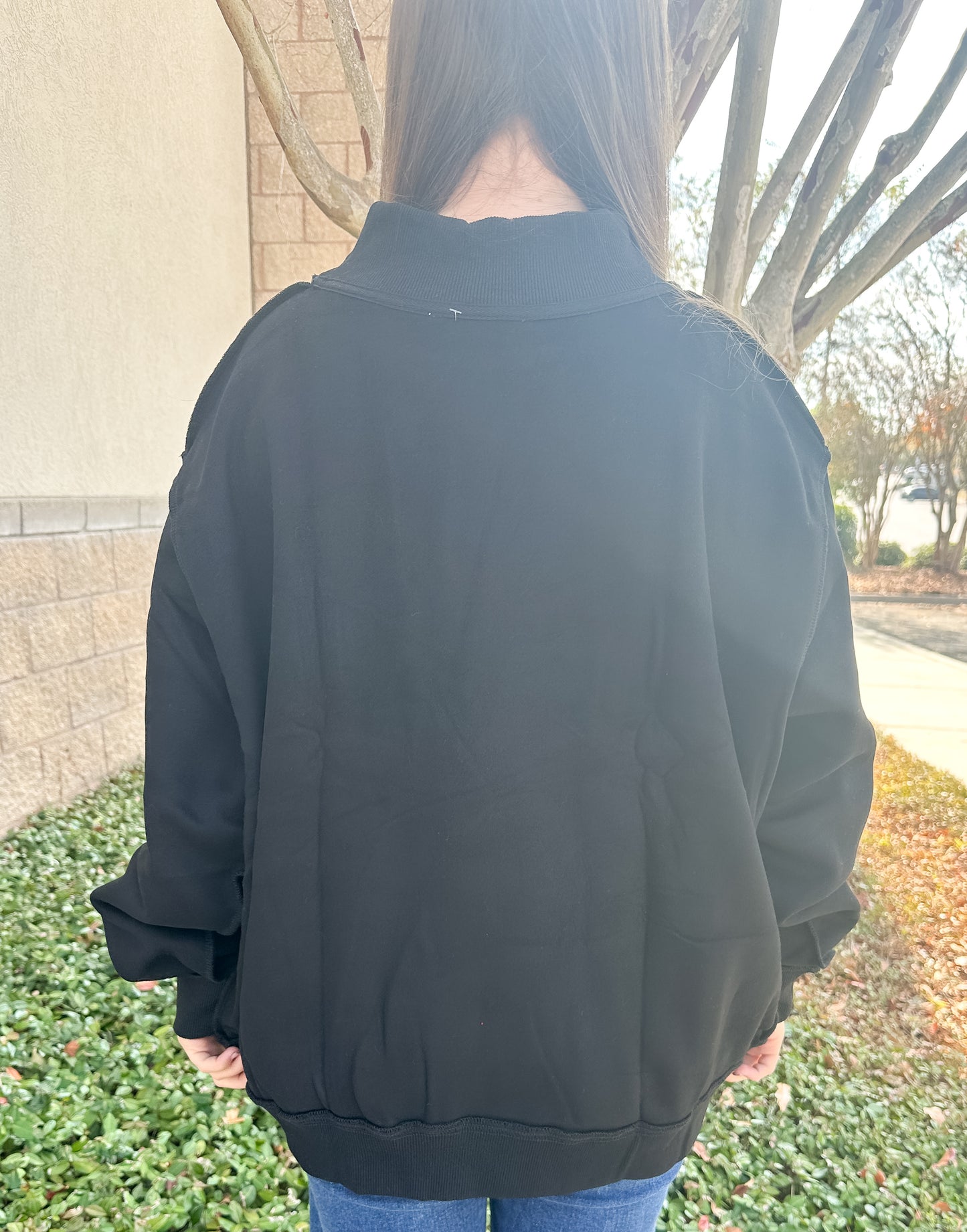 Georgia Reversible Mockneck Sweatshirt - Black