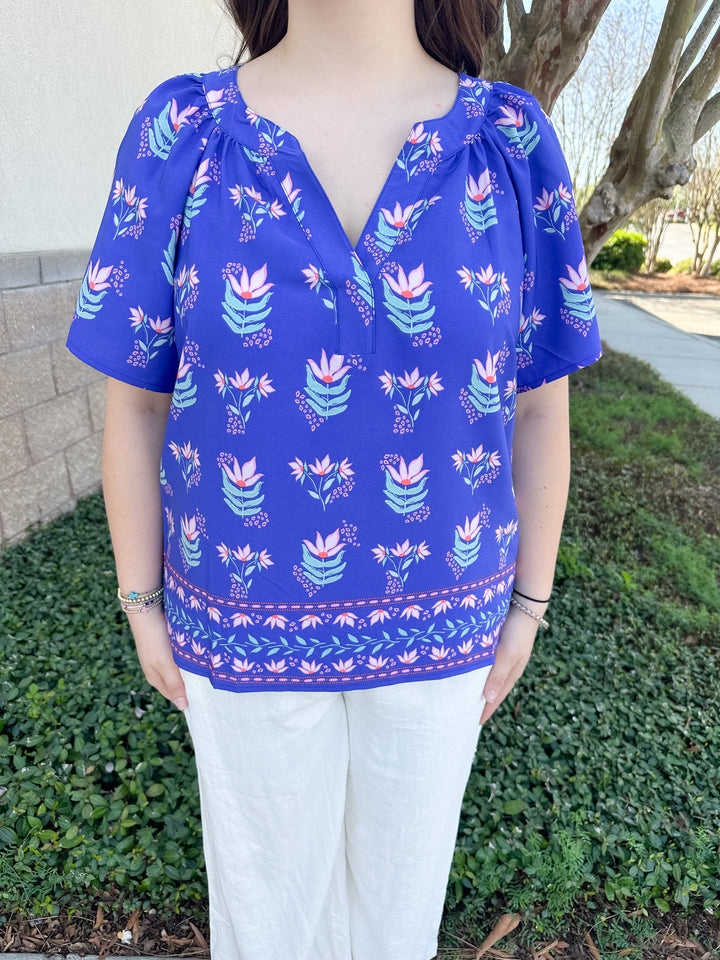 Lori Top - Petal Keepsake Blue