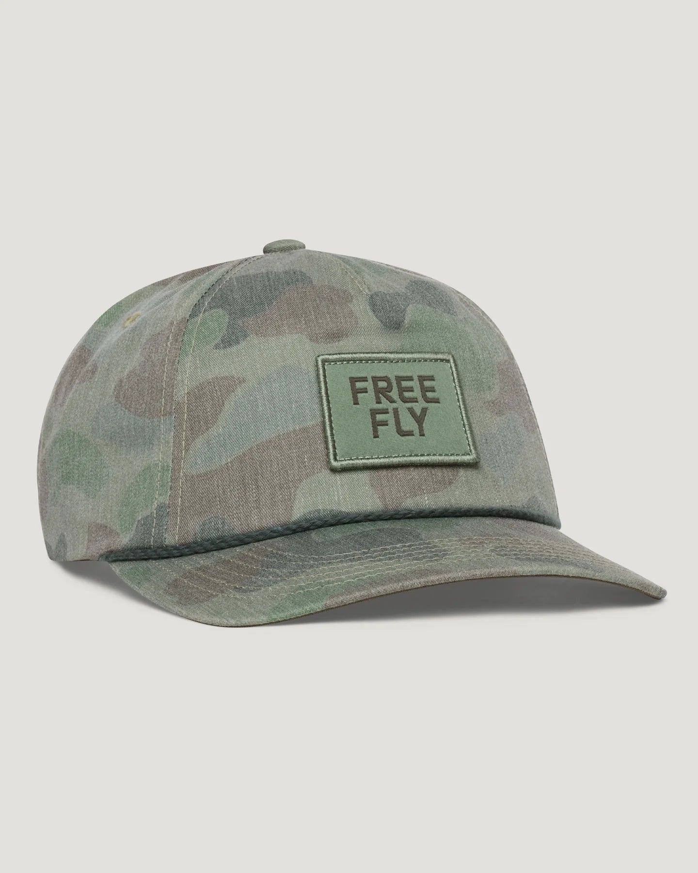 Free Fly Men’s Logo Performance Hat (Printed) - Vintage Camo Oil Green