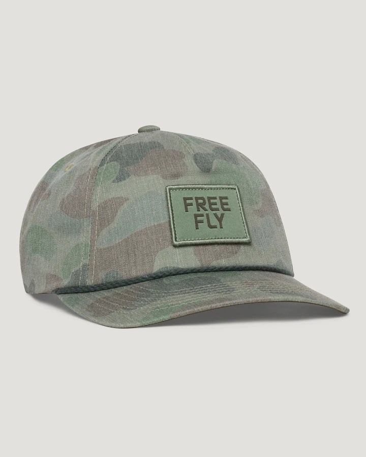 Free Fly Men’s Logo Performance Hat (Printed) - Vintage Camo Oil Green