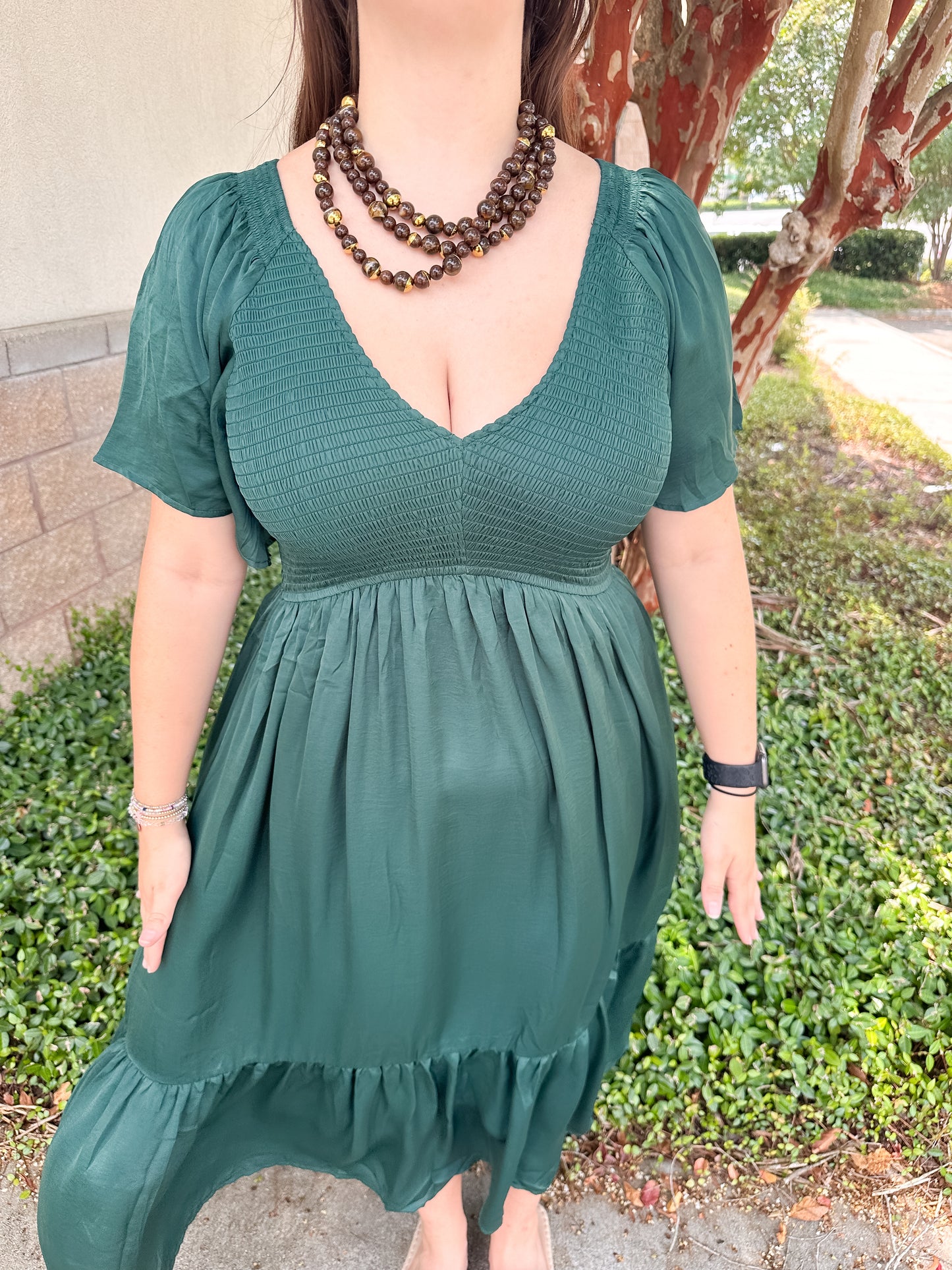 Lacey Satin Midi Dress
