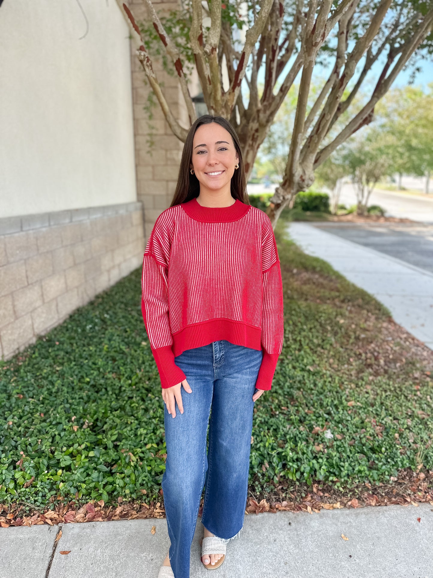 Courtney Ribbed Sweater - Dark Red